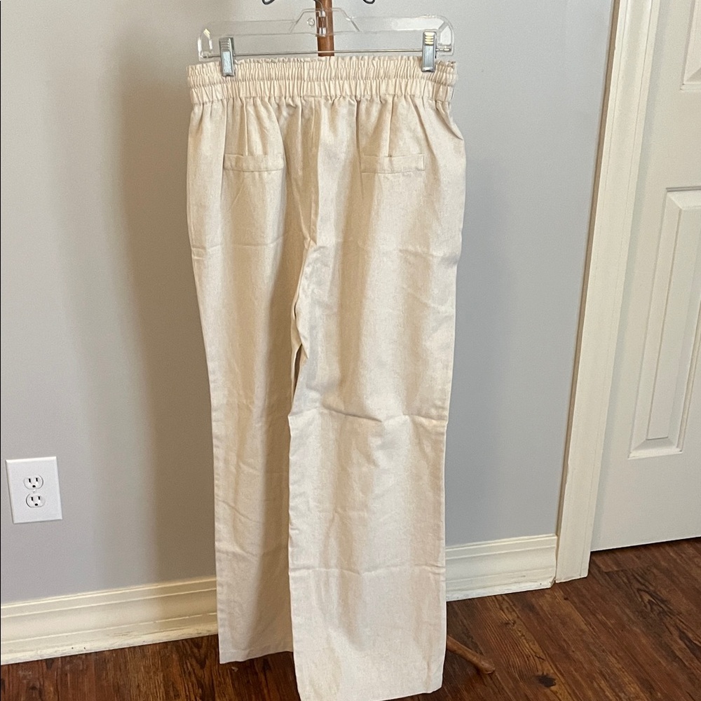 Cream Drawstring Pants - Picture 2 of 3